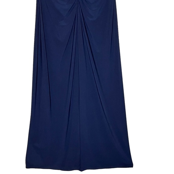R&M Richards Blue Ruched 3/4 Sleeve Maxi Gown Rhinestone Size 10P NWT Elegant - Picture 7 of 15